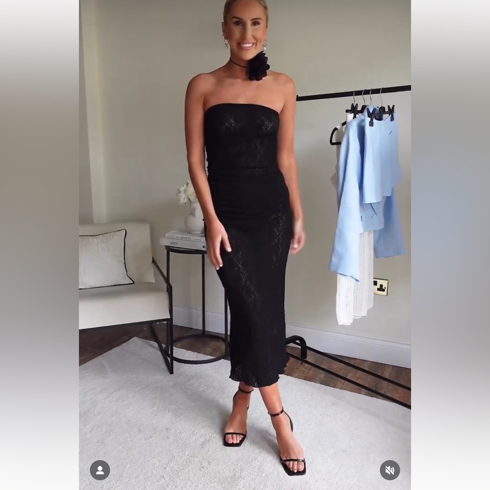 ZARA BLACK STRAPLESS LACE DRESS